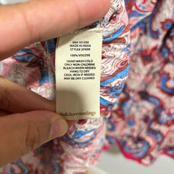 Soft Surroundings Women Maxi Dress Multicolor Small Paisley Short Sleeve Layered - Picture 7 of 8